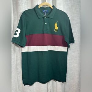 Polo by Ralph Lauren Men's Green and Burgundy Polo Shirt